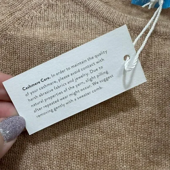 J Mclaughlin Womens Jamey Pullover Sweater Cashmere Tan Knit Long Sleeve Crew XS - Picture 4 of 8